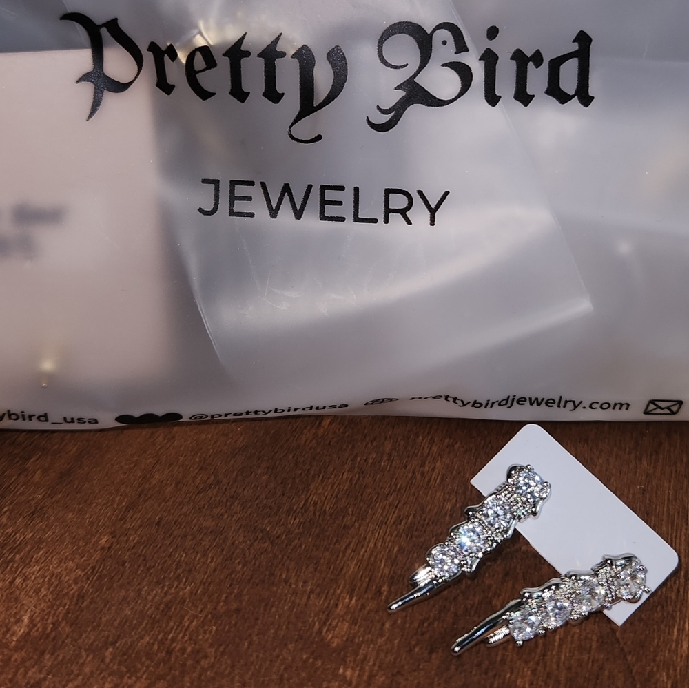 Pretty Bird Silver and White Crystal Earrings